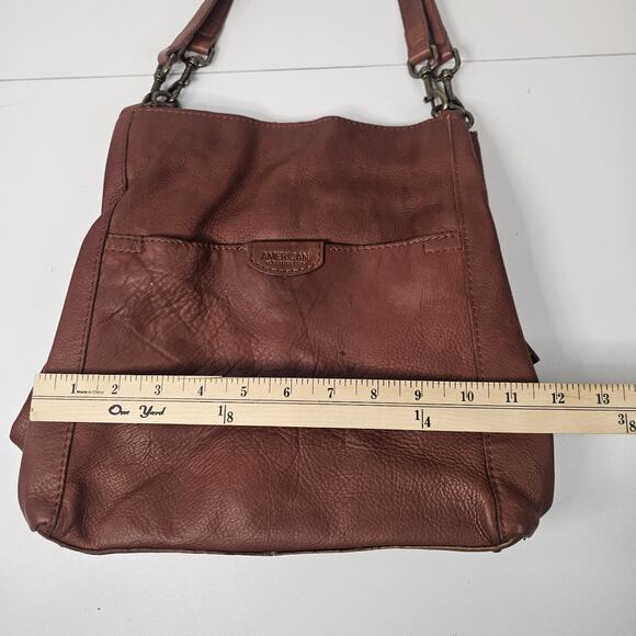 American Leather Co Women's Lenox Triple Entry Satchel Brandy Brown Shoulder Bag - Picture 7 of 13